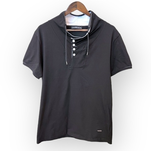 LCR 1989 Men’s Black henley Tshirt with white button accents front closure,XXL - Picture 1 of 10